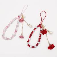Precioso cordón de flores de cristal para teléfono, cadena con nudo, llavero con cordón para teléfono móvil, bolso para mujer y niña, colgante para cámara - details 3