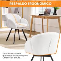 Silla Giratoria de Oficina 360° Diseño de Flor para Escritorio Silla de Maquillaje Chenilla para Sala de Estar, Dormitorio y Estudio Color Blanco - details 3