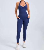 Monos de Yoga sin Costuras Ropa Deportiva Ajustada para Mujeres Leggings de Gimnasio con Bolsillo sin Espalda - details 6
