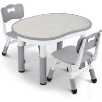 2 Sillas, Mesa y Sillas Infantiles con Forma de Cacahuete, Altura Ajustable, Mesa de Pintura para Niños, Juego de Mesa y Silla Infantil para Guardería y Jardín de Infancia, Amarillo - details 8
