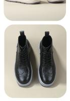 Versión coreana de zapatos de cuero genuino para hombre de caña alta con grabados de estilo británico - details 6