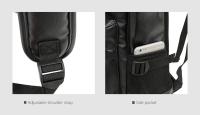 Mochila escolar para hombre, bolsa de viaje impermeable, de cuero, a la moda - details 2