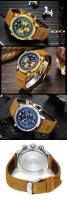 Reloj de cuarzo multifunción para hombre, cronógrafo de aviación, correa de cuero genuino, resistente al agua, luminoso, informal - details 13