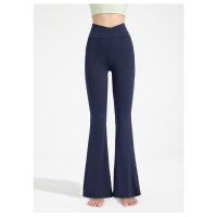 Pantalones acampanados antibacterianos, pantalones de yoga micro deportivos de cintura alta para mujer, pantalones de pierna ancha adelgazantes color piel - details 20