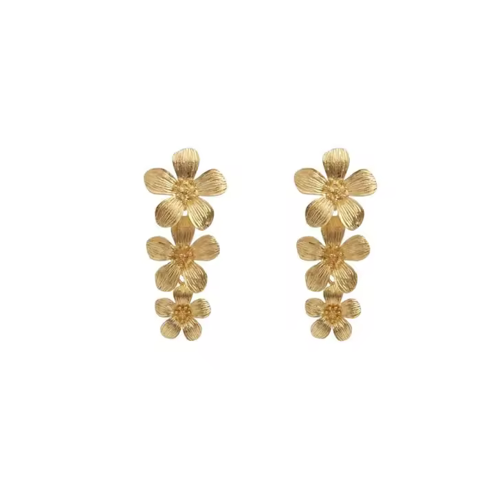 Pendientes de flores de aleación, accesorios de joyería, sentido de las flores de lujo, colgante de oreja, empalme de flores 3D, regalo de joyería de declaración - 1