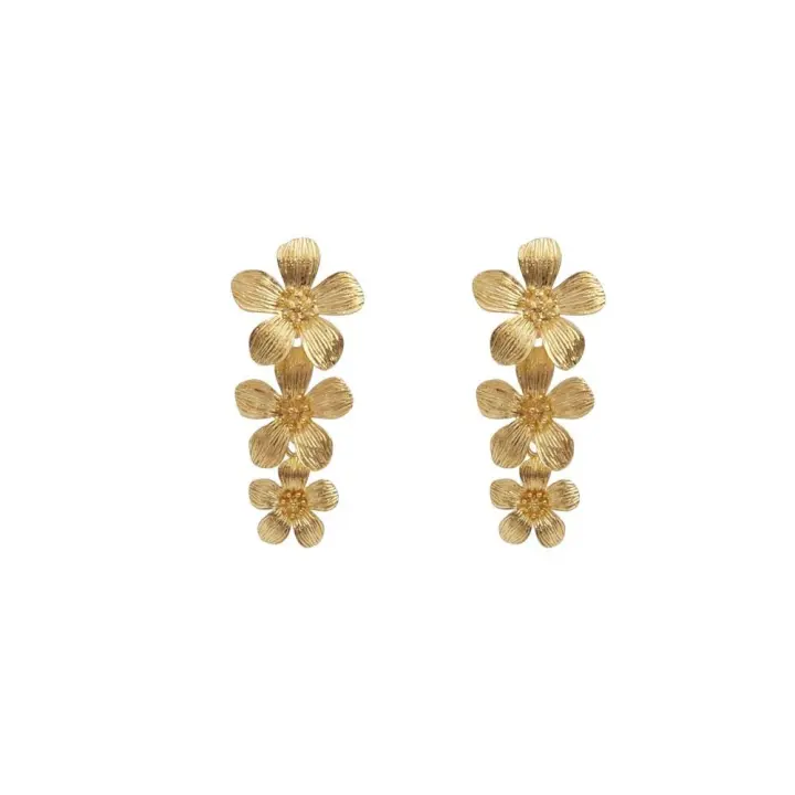 Pendientes de flores de aleación, accesorios de joyería, sentido de las flores de lujo, colgante de oreja, empalme de flores 3D, regalo de joyería de declaración - 1