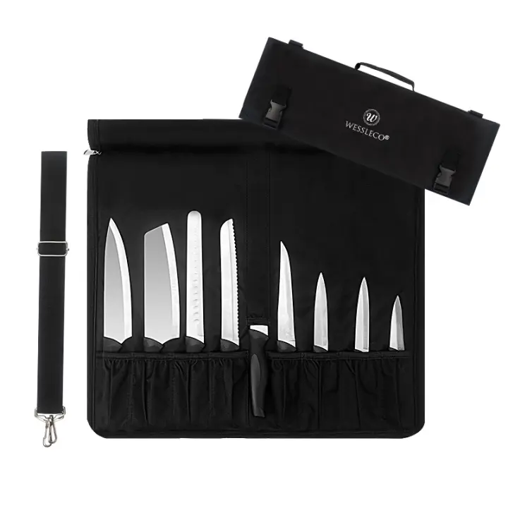 Bolsa multifuncional y portátil para cuchillos de chef, estilo enrollable, con asa y bandolera, para cocina occidental - 1