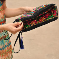 Cartera de Mujer de Lujo con Diseño de Flores y Bolsillo para Teléfono Envelope Vintage Cartera de Mano con Bolsillos para Tarjetas - details 6