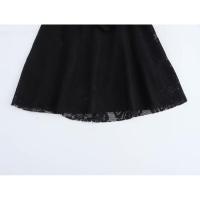 OUWU- Vestido de manga larga de trompeta sin espalda con cuello redondo estilo europeo y americano, vestido pequeño negro de encaje sexy para chica caliente. - details 7