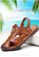 Verano nuevas sandalias de cuero de los hombres de cuero de doble propósito hecho a mano bolsa cabeza sandalias de los hombres antideslizante zapatos de playa de suela suave sandalias marea - details 2