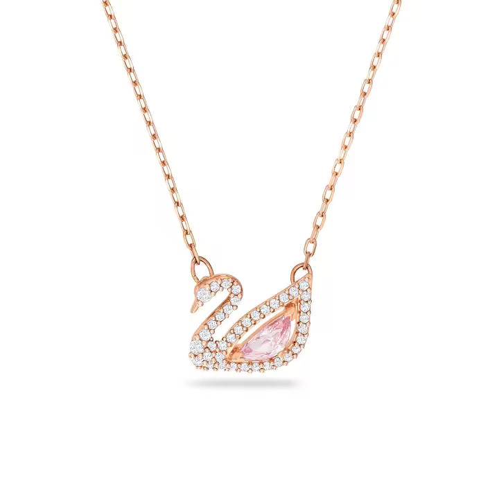 Colgante de cisne con piedra preciosa rosa, joyería de mujer elegante y deslumbrante - 1