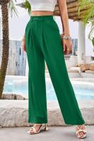 Pantalones de cintura alta para mujer, pantalones de vestir lisos a la moda, pantalones holgados de pierna recta para primavera y otoño - details 16