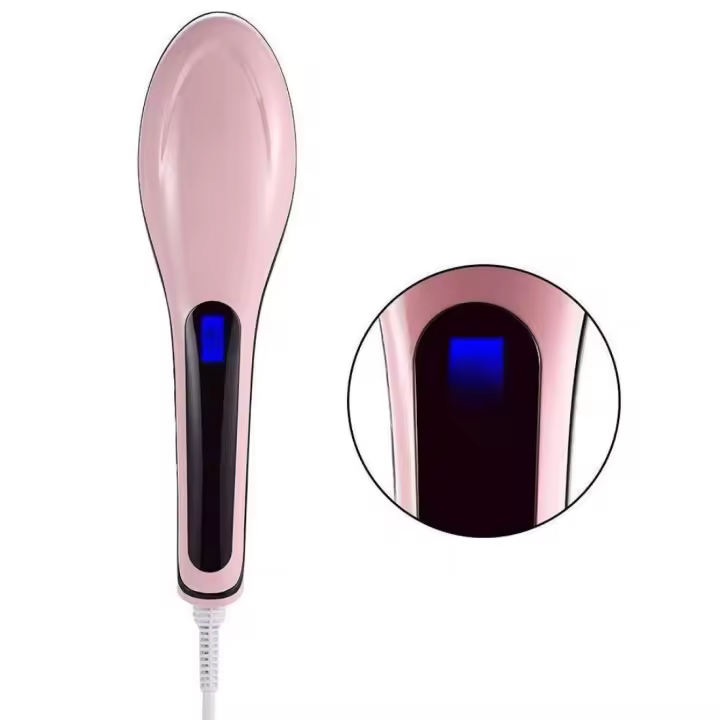 Alisador de pelo rápido rosa, cepillo alisador de pelo HQT-906, eléctrico, con pantalla LCD - 1