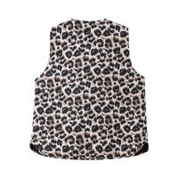 TRAFZA Conjunto de 2 piezas para mujer, pantalones largos con cremallera, traje informal suelto elegante vintage con estampado de leopardo sin mangas con cuello en V - details 5