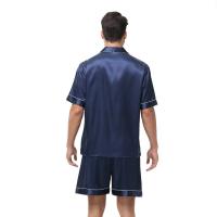 Conjunto de Pijama de Manga Corta para Hombre de Talla Grande Pantalones Cortos de Satén, Ropa de Dormir Fresca, Traje de Pijama Informal de Verano - details 6