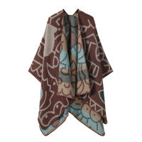 Mantel de Bloques de Color para Mujer Cape de Poncho de Frontal Abierto - details 2