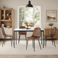 Juego de 4 sillas de comedor con asiento y respaldo suaves, con patas de metal macizo, para salón, dormitorio, cocina o comedor, ante marrón - details 1