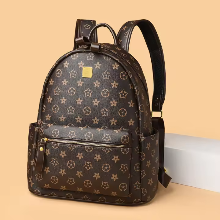 Mochila de gran capacidad para mujer, mochila pequeña versátil de cuero suave impermeable, bolsa de viaje al aire libre - 1