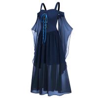 Vestido De Mujer Talla Grande Hombros Descubiertos Con Alas De Mariposa Estilo Gótico Para Halloween Vestido Elegante De Cintura Media Polyester - details 16