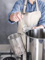 Embudo de acero inoxidable grueso, utensilios de cocina, mango de madera, colador de cesta para Pasta, cuchara colador de malla multifuncional para verduras - details 9