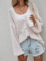 Suéteres de manga larga con cuello en V para mujer, cárdigan ligero bohemio, abrigo femenino, ropa de calle, otoño e invierno, 2023 - details 3
