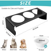 Comedero elevado para gatos Lannvan, 3 comederos para perros, comederos para gatos inclinados 15 °   Cerámica con Marco Metálico, Cuenco Antivómitos para Gatos, Comederos y Bebederos para Gatos y Perros Pequeños - details 1