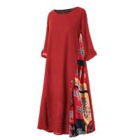 Vestido Vintage de talla grande para mujer, Vestido largo estampado con botones laterales y manga 3/4 de verano, vestidos largos para mujer - details 6