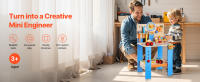 SucceBuy Banco de trabajo de madera para niños, juego de herramientas de 62 piezas para mayores de 3 años, herramientas realistas y juguetes de construcción para niños y niñas - details 0