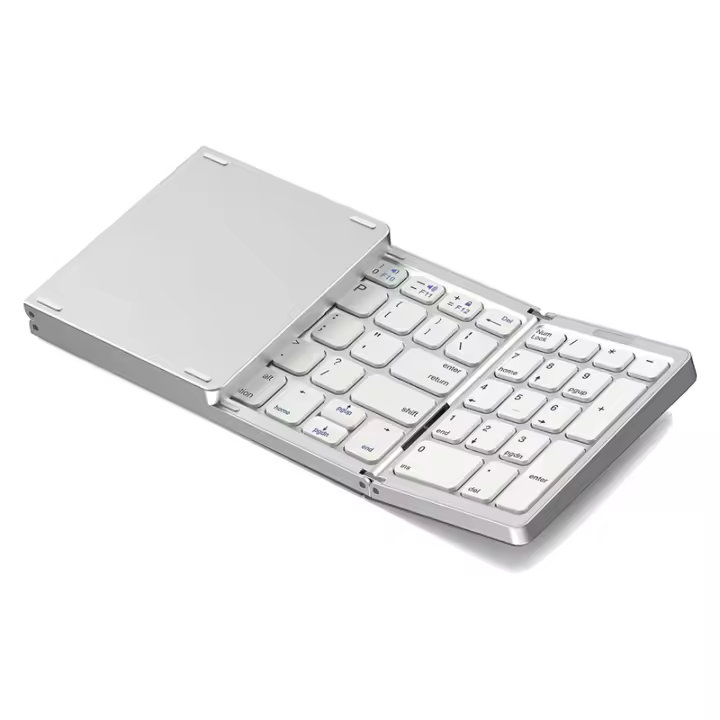Teclado Bluetooth plegable, teclado inalámbrico recargable USB para IOS, Android, PC, portátil, teléfono inteligente, plateado - 1