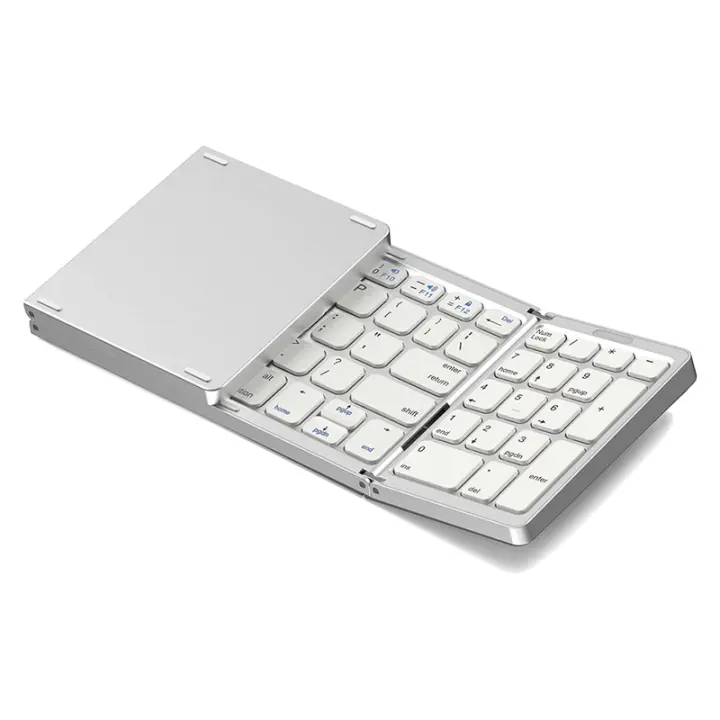Teclado Bluetooth plegable, teclado inalámbrico recargable USB para IOS, Android, PC, portátil, teléfono inteligente, plateado - 1