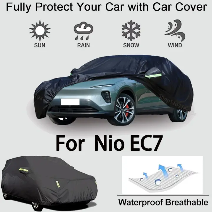 Funda completa para coche para Nio EC7, protección exterior a prueba de nieve, parasol, accesorios para automóviles impermeables y a prueba de polvo, color negro - 1