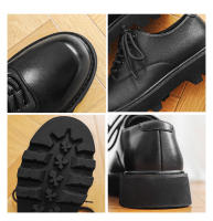 Zapatos derby de suela gruesa con punta cuadrada, zapatos negros de traje casual para jóvenes. - details 13