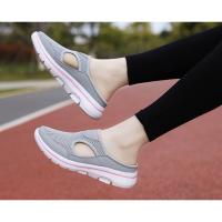 Zapatillas de tacón bajo con cabeza de pan para hombre y mujer, zapatos de suela gruesa, superficie de malla, Media Tuo grande, verano, 2023, 4748 - details 3