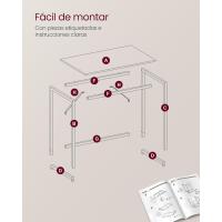 Mesa de Trabajo Pequeña Industrial Ideal para Teletrabajo, Estudio, Dormitorio 60 x 135 x 76cm - details 73
