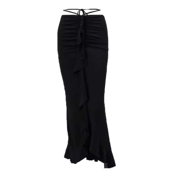 BUNO-falda ajustada con volantes lisos para mujer, faldas sexys fruncidas de cintura alta para la calle, vestido corto informal elegante de oficina para verano - 1
