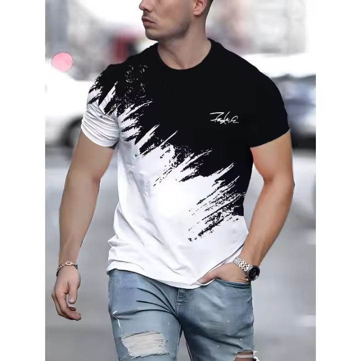 Camiseta De Manga Corta Con Cuello Redondo Para Hombre, Jersey Informal Para Exteriores, Ropa De Calle, Camiseta Deportiva, Camisetas, Ropa De Gran Tamaño - 1