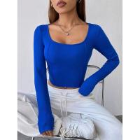 Camiseta con cuello cuadrado para mujer, ropa corta y coqueta, tops azules sexys, reseñas coreanas, moda Haruku - details 4