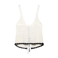 PB & ZA 2025 novedad de verano, top romántico francés de ganchillo decorado con lazo informal para mujer, tirantes - details 2