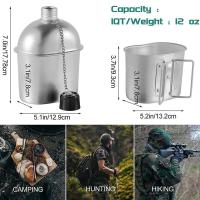 Juego de utensilios de cocina, botella de agua portátil para cantina con asa para agarrar, taza para acampar al aire libre y senderismo - details 1