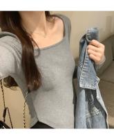 Camiseta ajustada de algodón para mujer, Top corto de manga larga, camiseta Sexy blanca Y2k para primavera y otoño - details 34