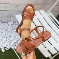 Sandalias planas informales tejidas nuevas elegantes de talla grande con espalda abierta para mujeres de verano - details 12