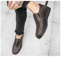 Zapatos de Cuero Genuino para Hombre Mocasines Suaves y Cómodos Calzado Plano Casual - details 12