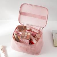 Bolsa de maquillaje de mano de malla portátil informal, bolsa de aseo de almacenamiento con cremallera ligera, estuches de cosméticos cuadrados de gran capacidad para exteriores - details 13