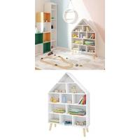 Niños Librería Infantil Pared Estantería Frontal de Madera Organizador Pequeño de Libros Juguetes para Habitaciones de niños Sala de Juego Guardería, Blanco - details 10