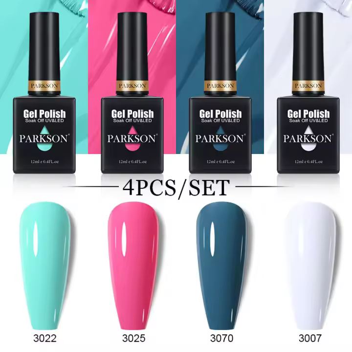 Parkson-Juego de 4 piezas de esmalte de uñas en Gel UV, barniz semipermanente híbrido para manicura, transparente, 12ml - 1
