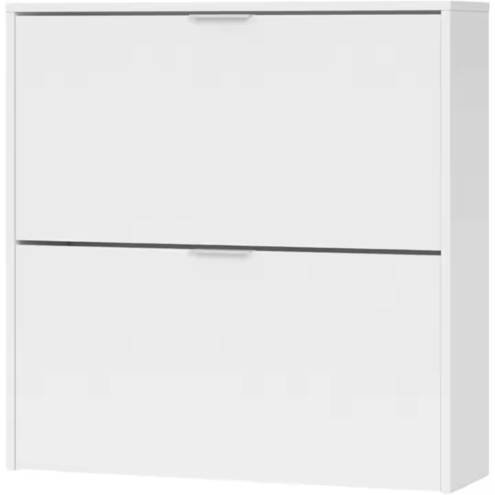 Zapatero 2 Puertas, Mueble Zapatero Estrecho, Acabado en Color Blanco, Medidas: 75 cm (Ancho) x 76 cm (Alto) x 22 cm (Fondo) - 1
