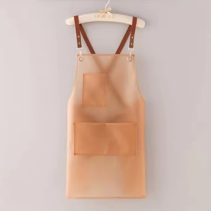 Nuevo Delantal de cocina de PVC, delantal de trabajo resistente al aceite Negro transparente, delantales de limpieza impermeables a prueba de suciedad - 1
