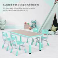 AuAg Juego de mesa multiactividad para niños de 5 piezas, escritorio de estudio para niños, juego de sillas de escritorio para niños, juego de mesa y 4 sillas para niños, altura ajustable - details 16