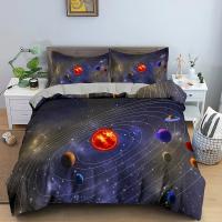 Funda de Edredón 3D Tema Espacial Microfibra Sencillo Doble Twin Queen King Tamaño 2/3 Piezas Juego de Ropa de Cama - details 4