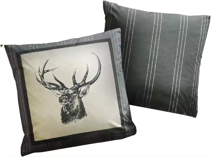 Dreams'N'Drapes - Ropa de Cama Reversible, diseño de Ciervos y Cuadros, Color Azul, Gris Oscuro, Juego de Funda Super King - 1